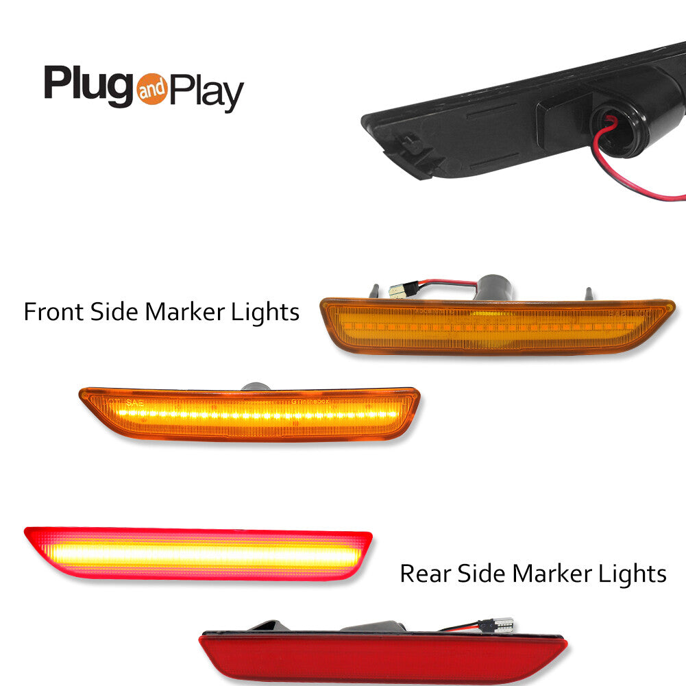 AMBER AND RED FRONT AND REAR LED SIDE MARKER LIGHTS for for MUSTANG 2010-2014- v