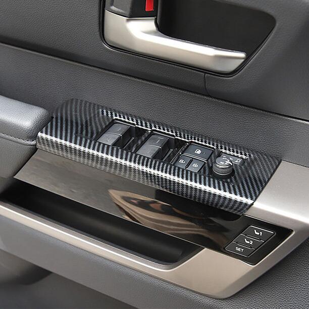 Carbon Fiber Window Switch Panel Cover Trim Fit for Tundra 2022-2024 v