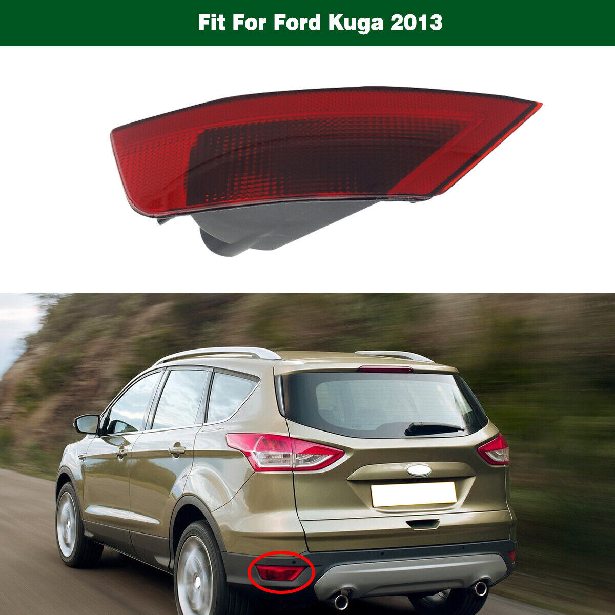 New Left Side Rear Bumper reflector Fog Light Lamp Fit for Ford Escape 2013-16