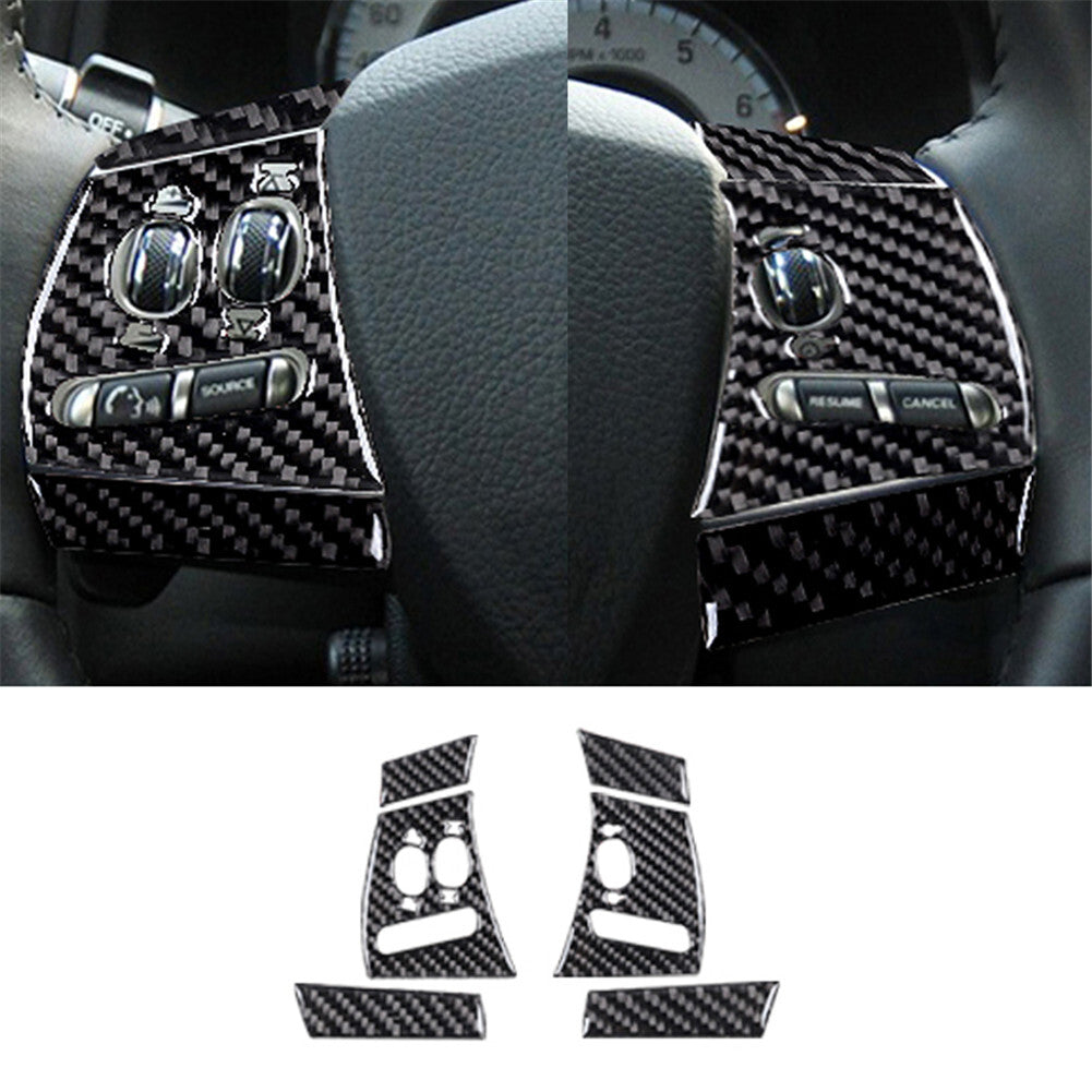 6x Carbon Fiber Steering Wheel Button Trim for Jaguar XF 2009-2011