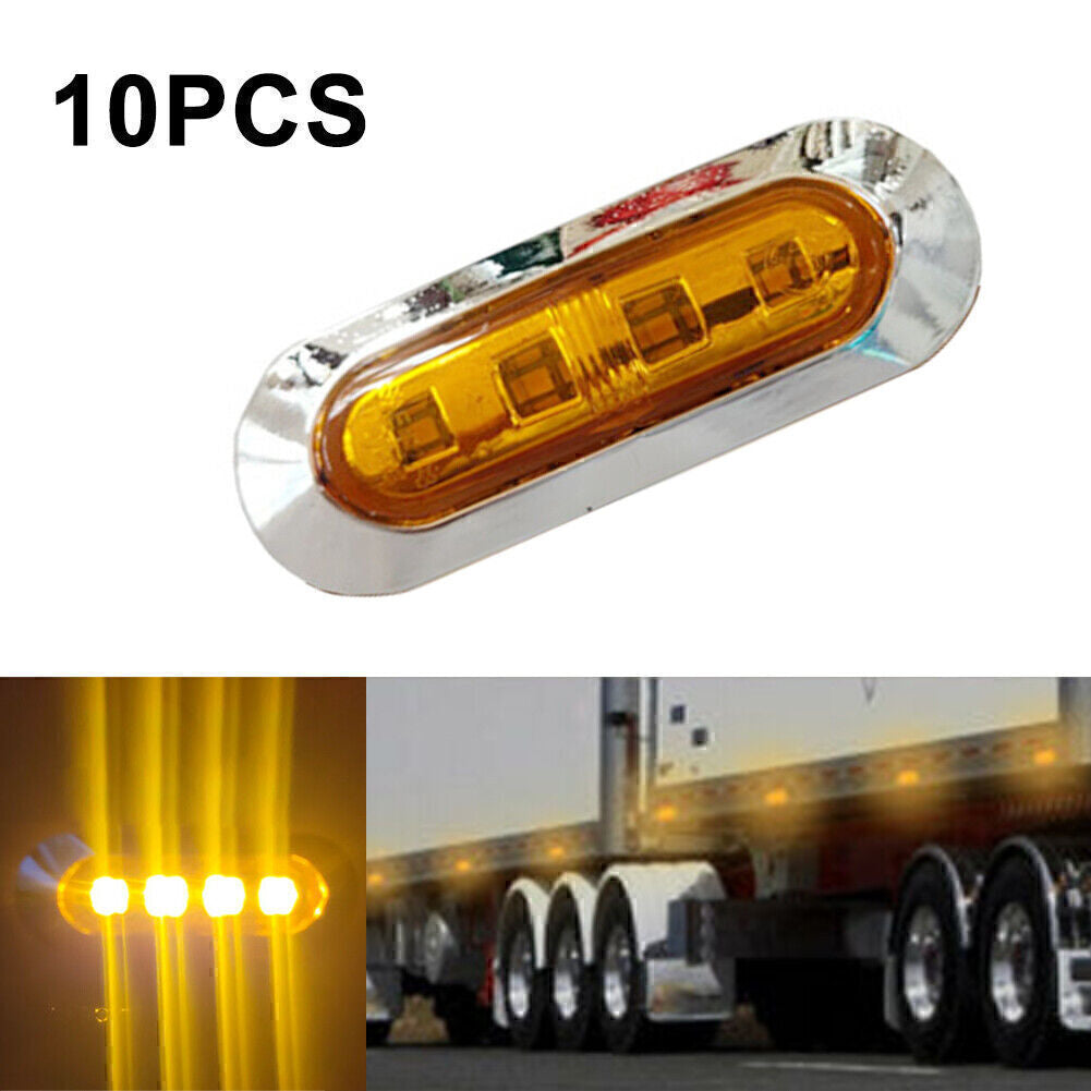 10x 12/24V Amber SMD 4 LED Truck Side Marker Light Clearance Lamp Trailer