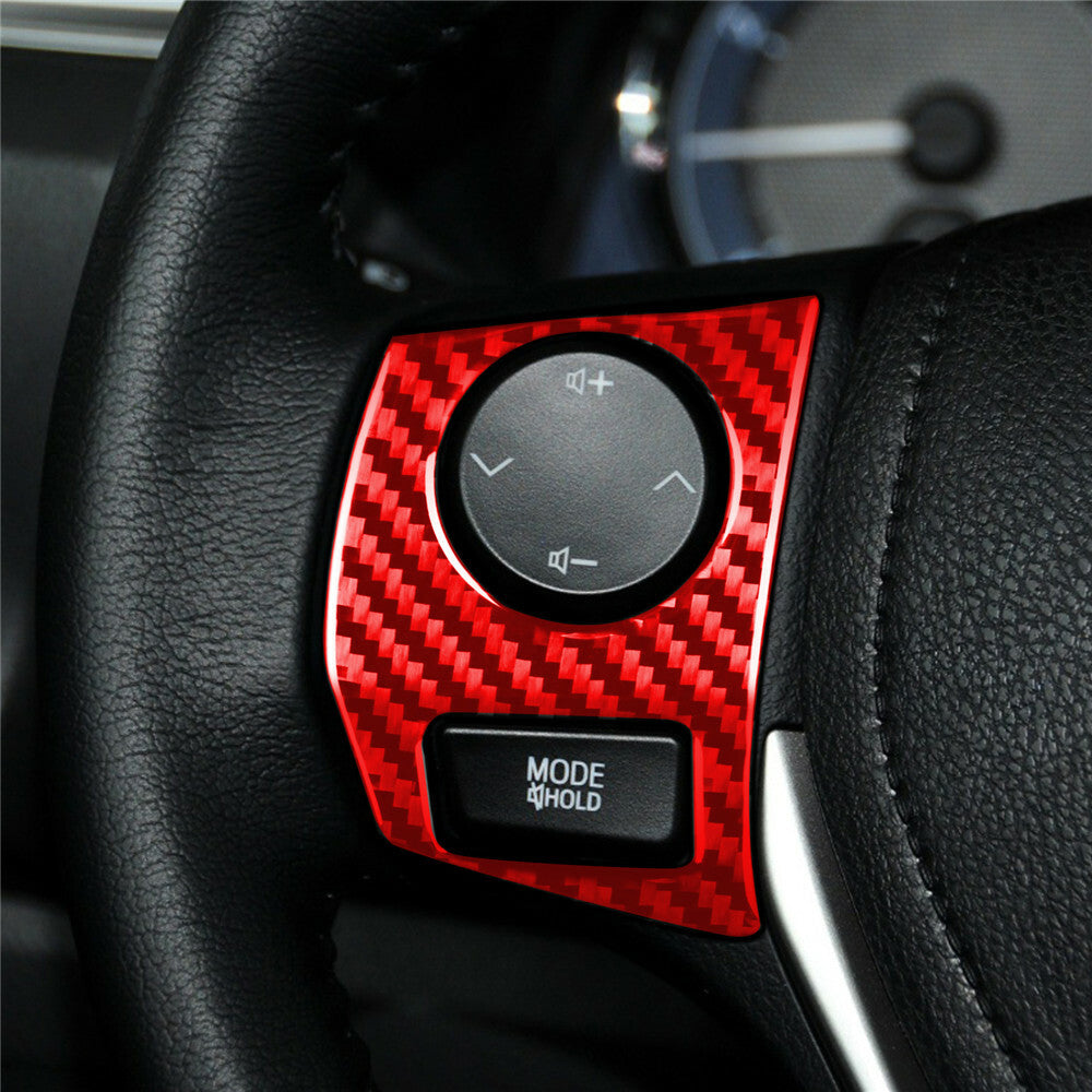 Red Carbon Fiber Interior Steering Wheel Button Cover For T@yota for Corolla 2014-18