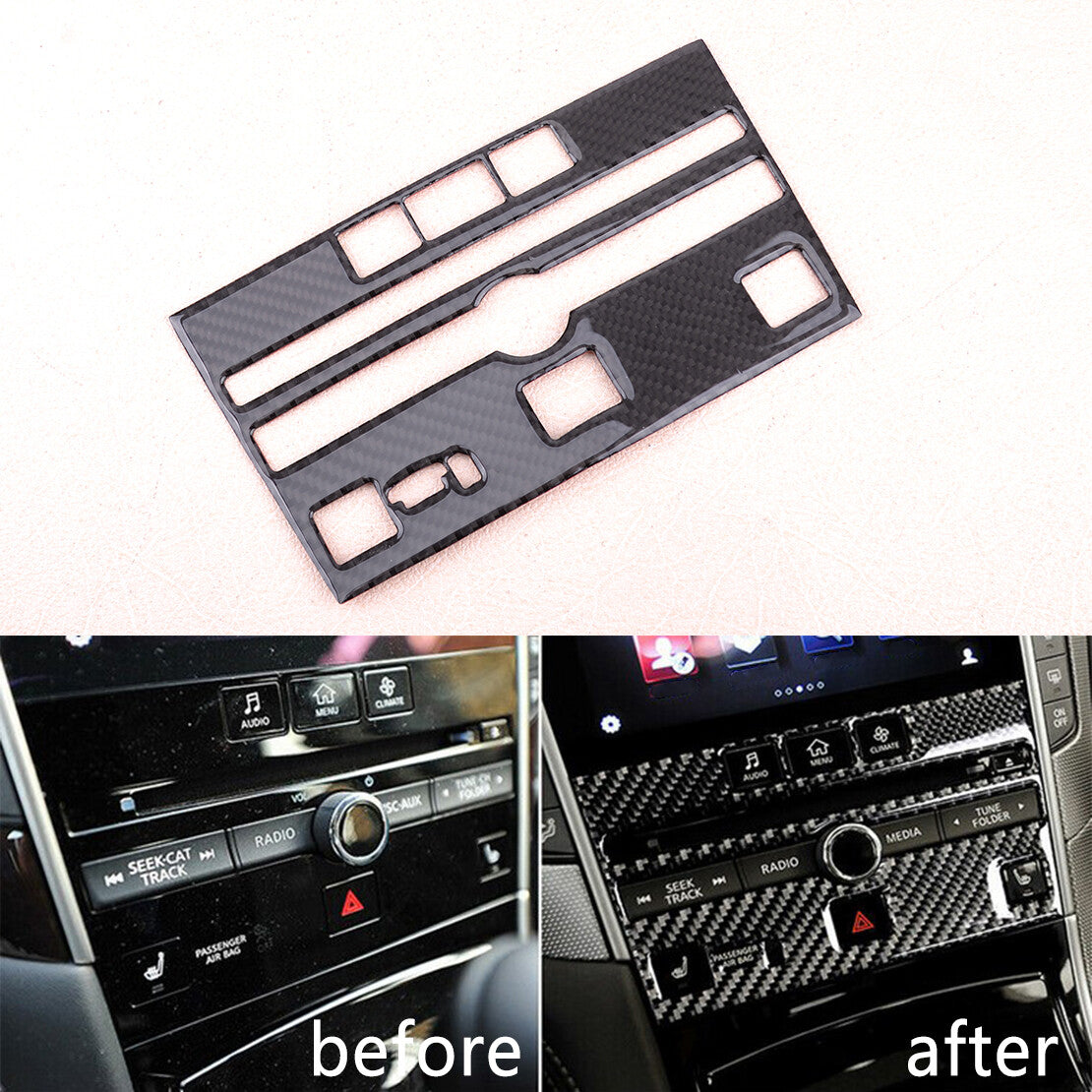 Dash Stereo Radio Panel Faceplates Bezel Frame Fit for Infiniti Q50 60 14-19 New v