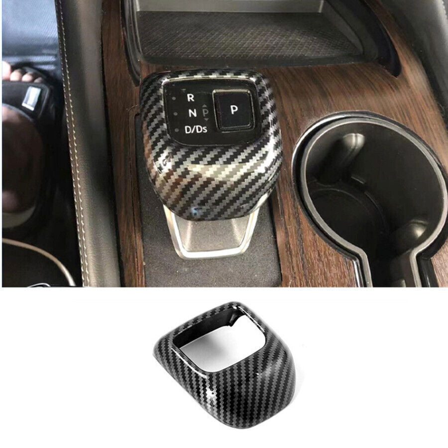 Carbon Fiber Look Gear Shift Knob Moulding Cover Trim for Nissan Rogue 2021-2023
