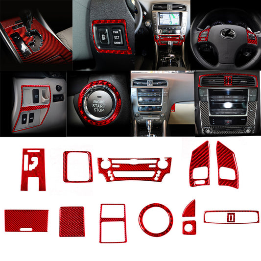 13Pcs Red Carbon Fiber Inner Full Set Cover Trim for Lexus IS250 IS350 2006-2012