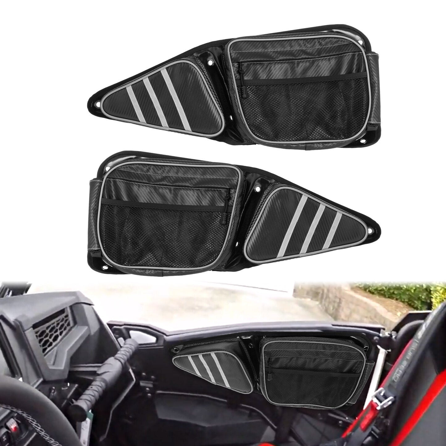 UTV Front Side Storage Door Bags w/ Knee Pad for Polaris RZR XP 1000 900 Turbo S Q