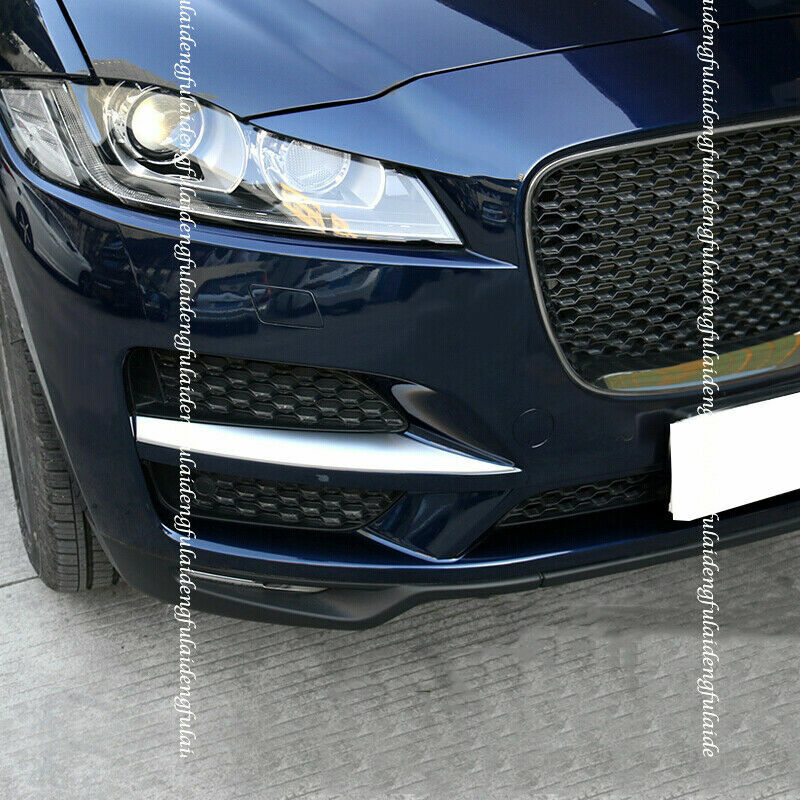 2X for Jaguar F-PACE 2016-2020 Silver Front bumper fog light decor strips trim