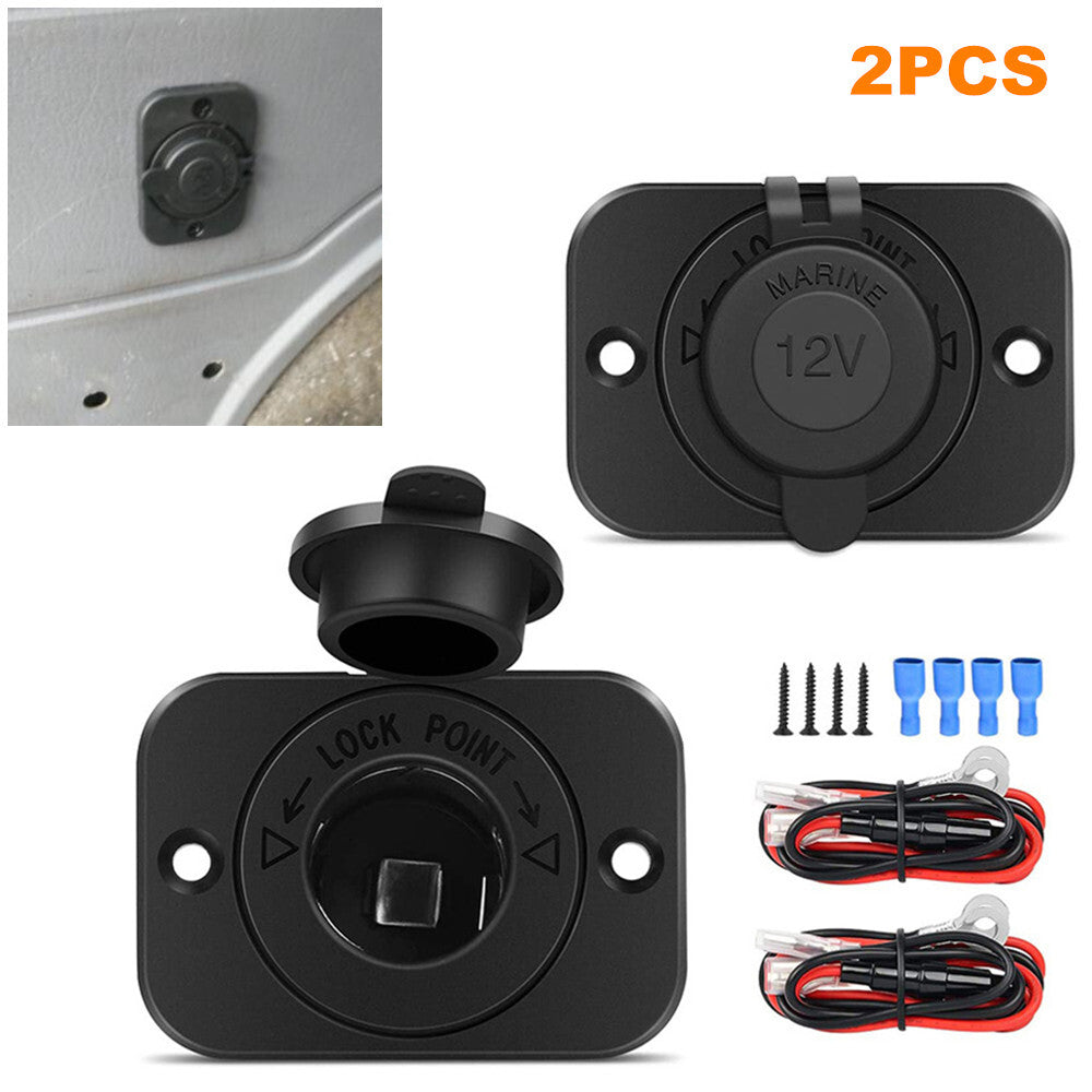 2-Pack Waterproof Yacht, RV, Car Cigarette Lighter Socket Charger Power Adapter Plug n