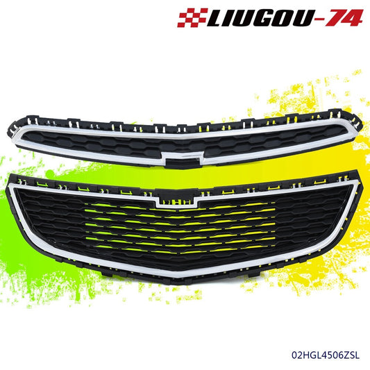 Front bumper upper and lower honeycomb grille fits for Cruze 2015- v