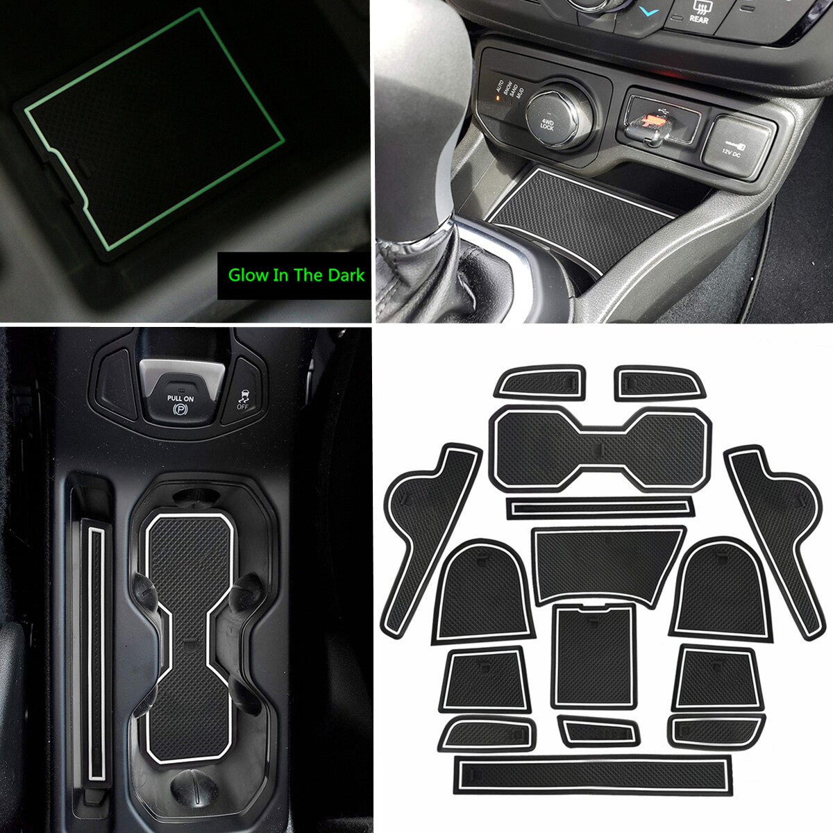 For 2018-2021 for Jeep Renegade Non-slip Cup Holder Mats Door Gate Slot Storage Pad Q