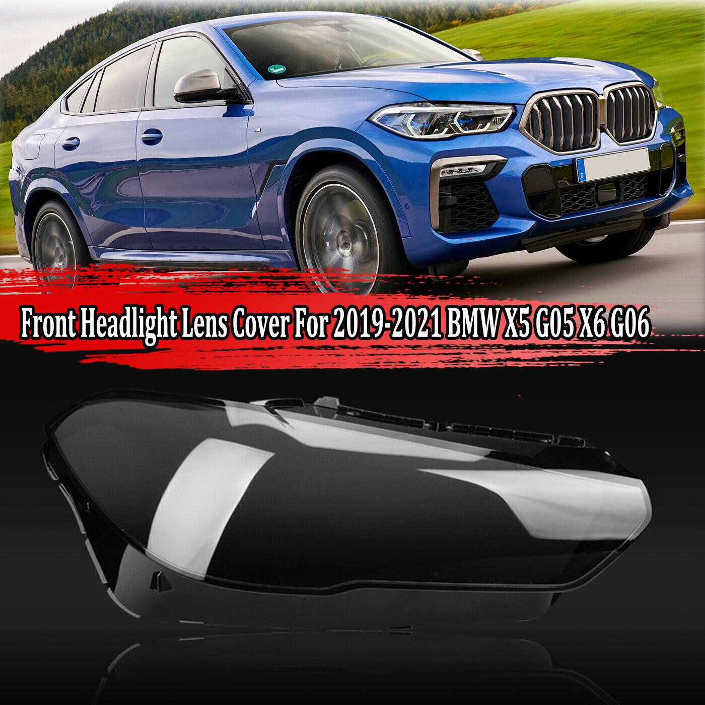 Right front headlight lens protective cover for BMW X5 G05 X6 G06 2019 2020 2021