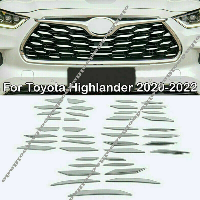 1Set Chrome Front Center Grille Strip Decal Trim for Toyota Highlander 2020-2023