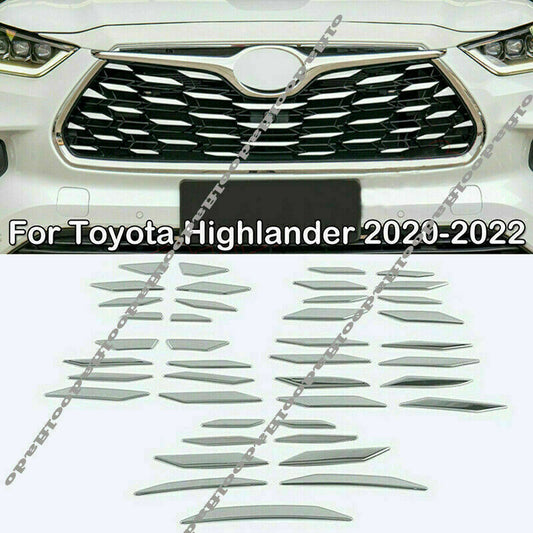 1Set Chrome Front Center Grille Strip Decal Trim for Toyota Highlander 2020-2023