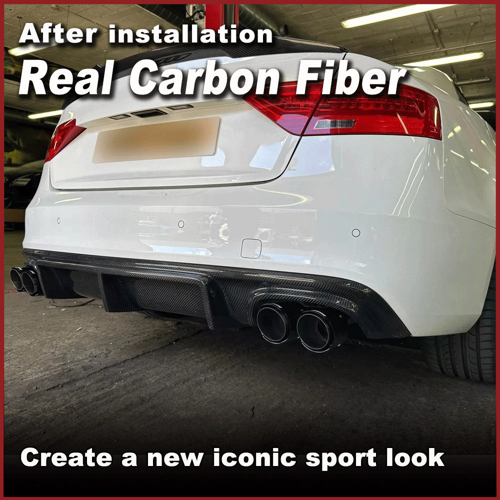 for Audi A5 Sline S5 Coupe 2012-16 REAL Carbon Rear Bumper Lip Diffuser Spoiler
