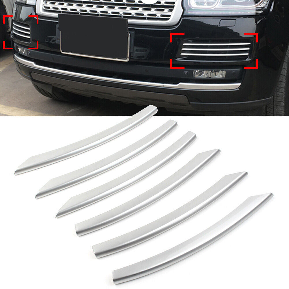 Front Bumper Fog Light Trim Strip Fit 2013-17 for Land Rover for Range Rover L405 Silver