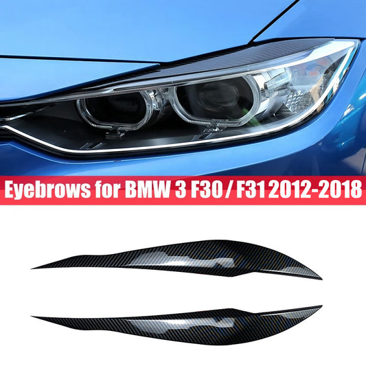 for BMW 3 Series F30 2012-18 Carbon Fiber Headlight Eyebrow Eyelid Cover Trim