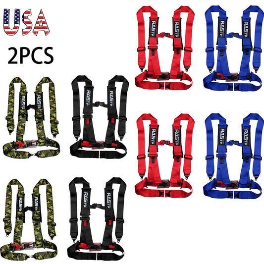 2PCS 3 Racing for Seat Belt Harness 4 Point Quick Release Shoulder Pad for ATV UTV Q