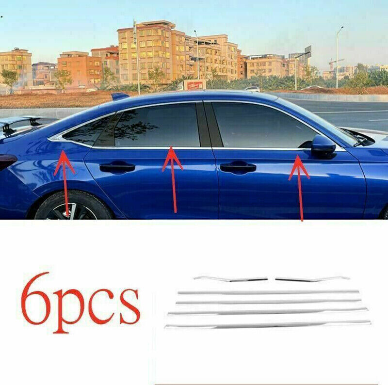 for Honda for Civic Sedan 2022-23 Chrome Steel Bottom Window Sill Molding Strip Trim