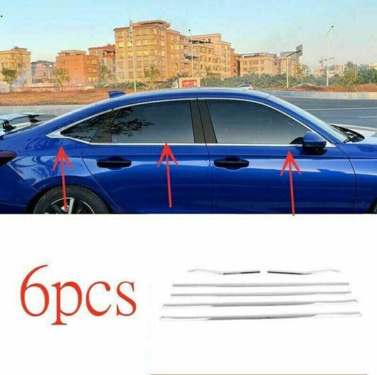 for Honda for Civic Sedan 2022-23 Chrome Steel Bottom Window Sill Molding Strip Trim