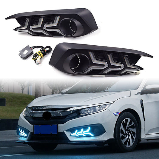 LED Daytime Running Light DRL Fog Lamp With Turn Signal Fit for Honda for Civic 2016-18