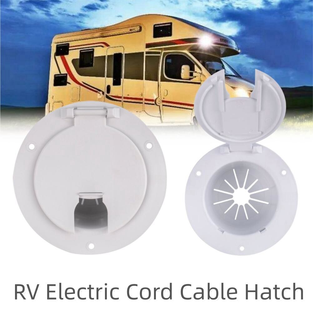 RV Electrical Cable Hatch With Lid Accessories White For Camper Trailer Truck Q