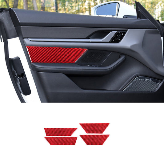 Red Carbon Fiber Door Speaker Side Panel Cover Trim for Porsche Taycan 2019-2022