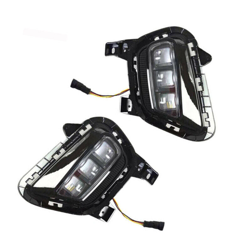 Pair LED Daytime Running DRL Turn Signal Fog Lamps for Kia Sonet 2020-2021