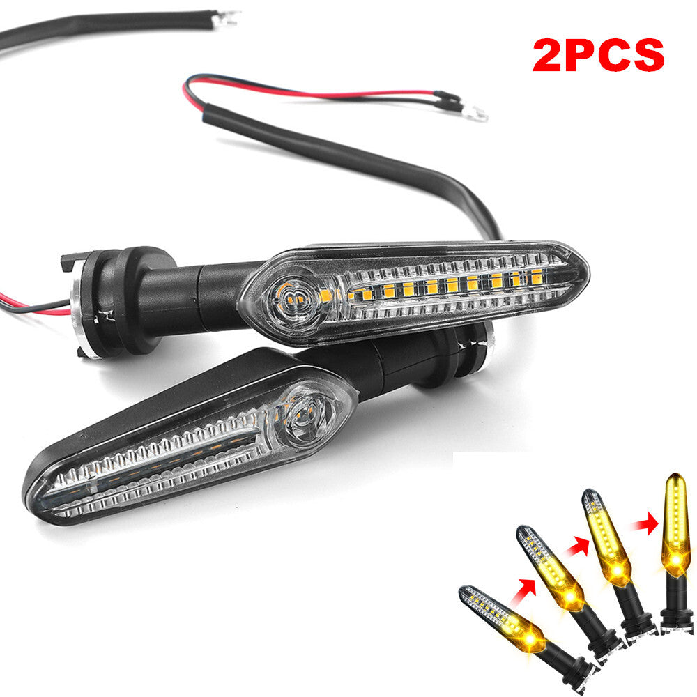 2-pack Motorcycle Turn Signal Indicator Scooter Mixed Light Flow Light Amber - n