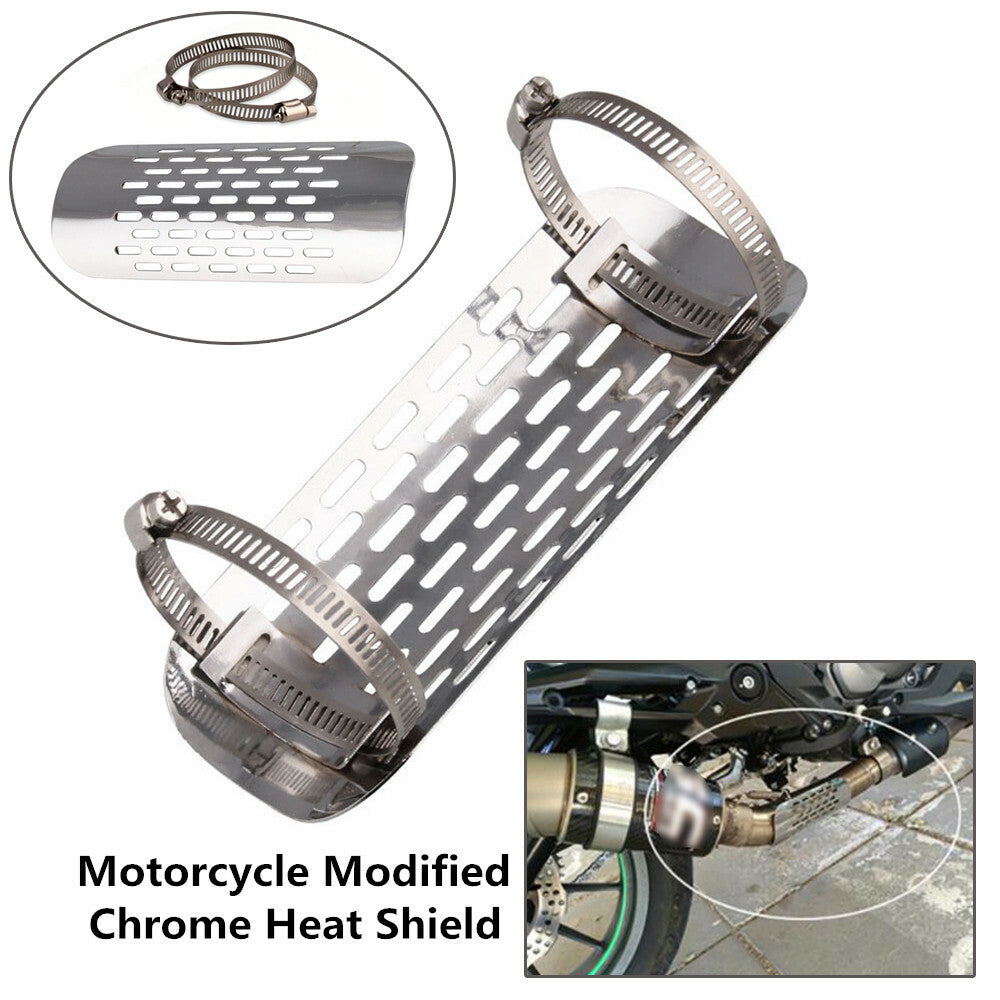 Motorcycle chrome-plated heat shield for 1 7/8 - 2 3/4 exhaust muffler pipe cover (solid) n