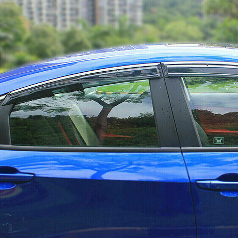 for Honda for Civic Sedan 16-21 W/Chrome Window Visor Sun Rain Guard Vent Shade Kit
