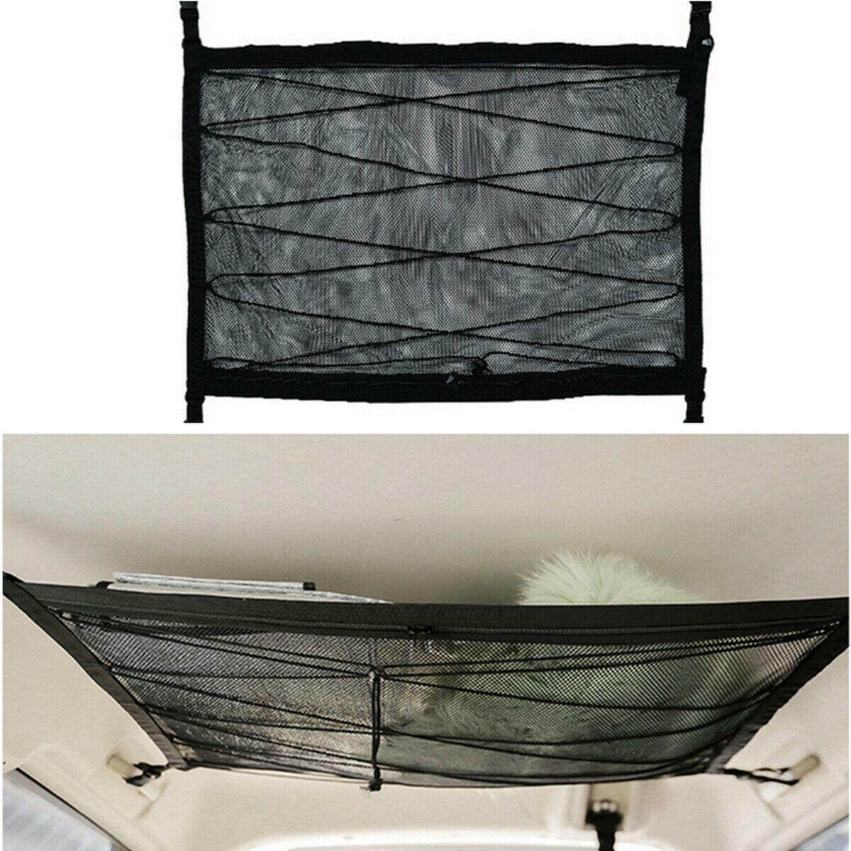 Automotive polyester mesh ceiling storage bag, adjustable internal mesh for carrying goods. n
