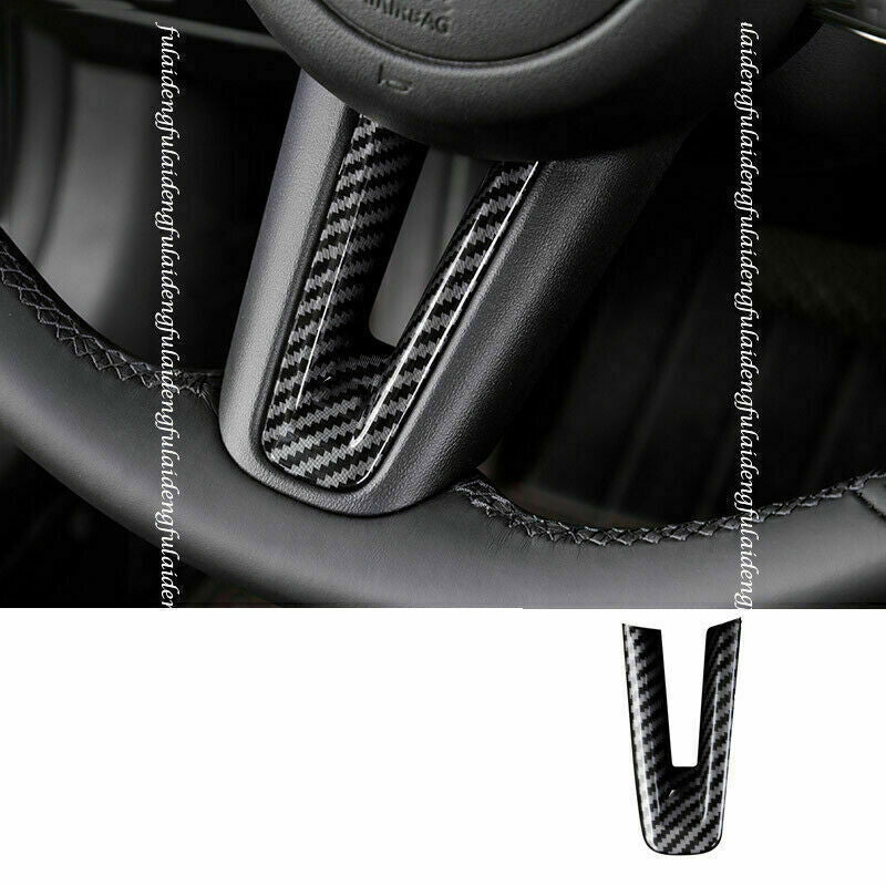 Carbon Fiber ABS Steering Wheel Cover Decor Trims Kit for Mazda CX-30 2020-2024