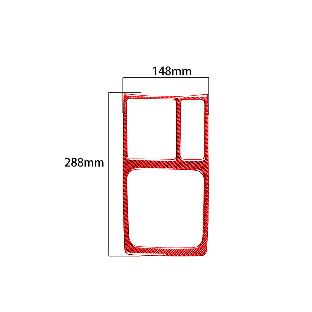 Red Carbon Fiber Gear Shift Panel Cover Fit for Mitsubishi Lancer 2008-15