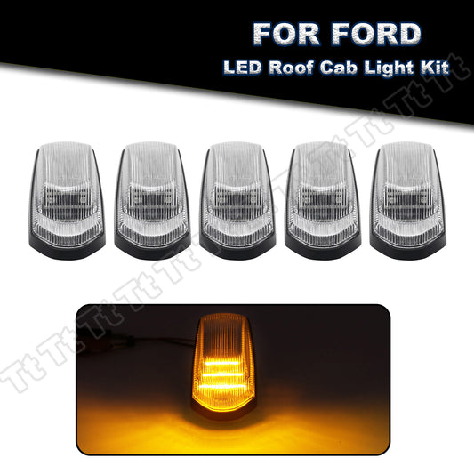 5x For 2017 - 2022 for F250 F350 Super Duty LED Cab Roof Marker Lights Clear Lens - v