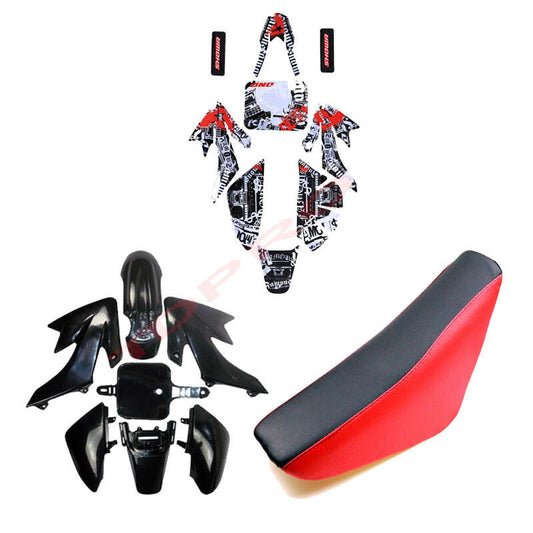 Plastic fender graphic kit and red high for seat for CRF50 XR50 coolers 110cc 125cc