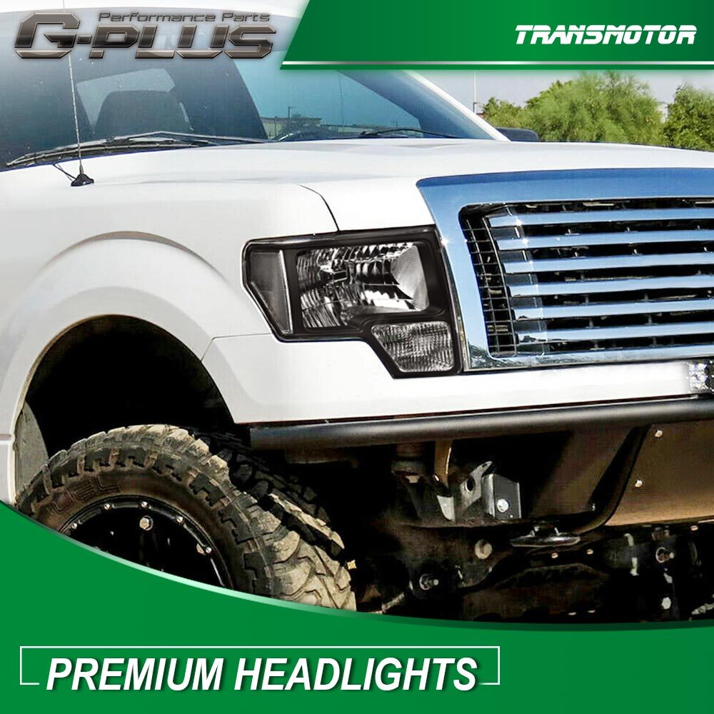 Suitable for 2009-2014 F150 pickup left and right black headlight components- v