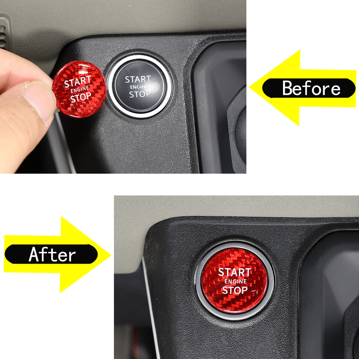 Red carbon fiber button sticker protective cover for Land Rover for Defender 90 110 engine - n