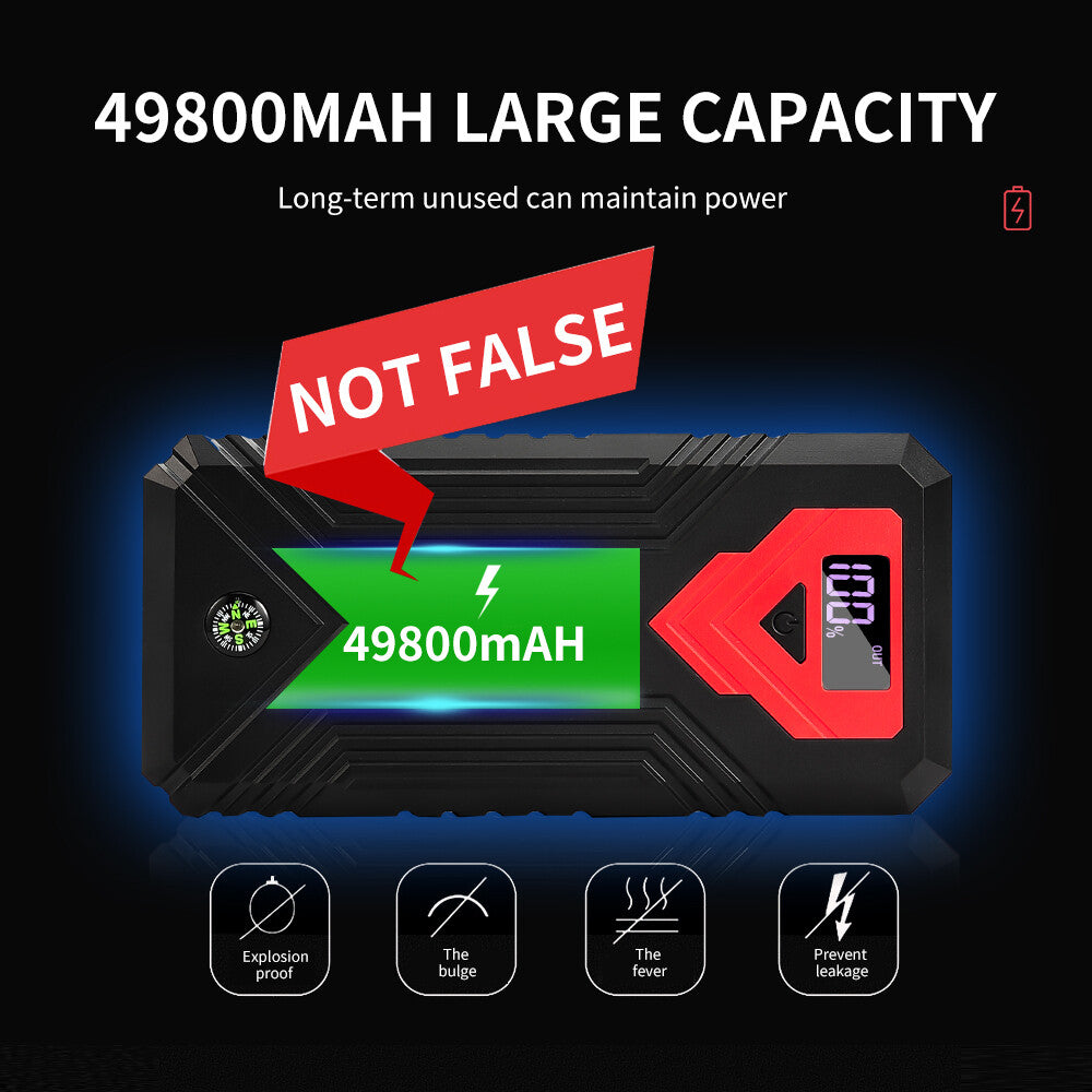 49800mAh 12V Portable Car Jump Starter Power Bank Battery Charger with USB