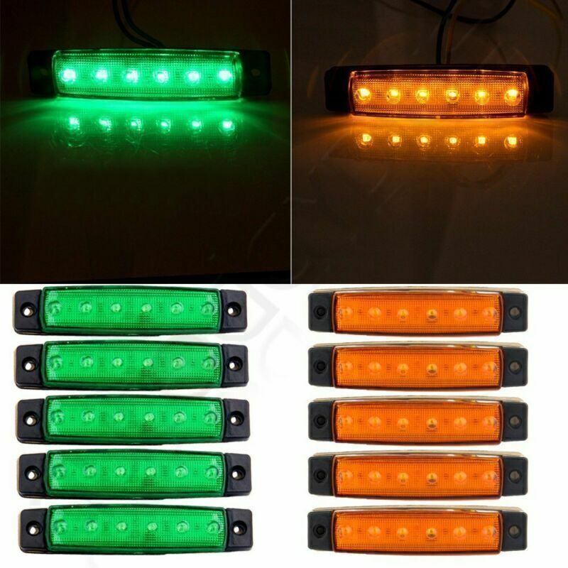 2-10PCS Amber Green 3.8'' Side Marked Clearance Light For Truck Tralier Van 6LED
