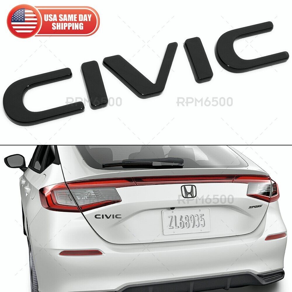 For 2022-2023 for Honda for Civic Rear Trunk Lid Black Letter Logo Badge Emblem Sport