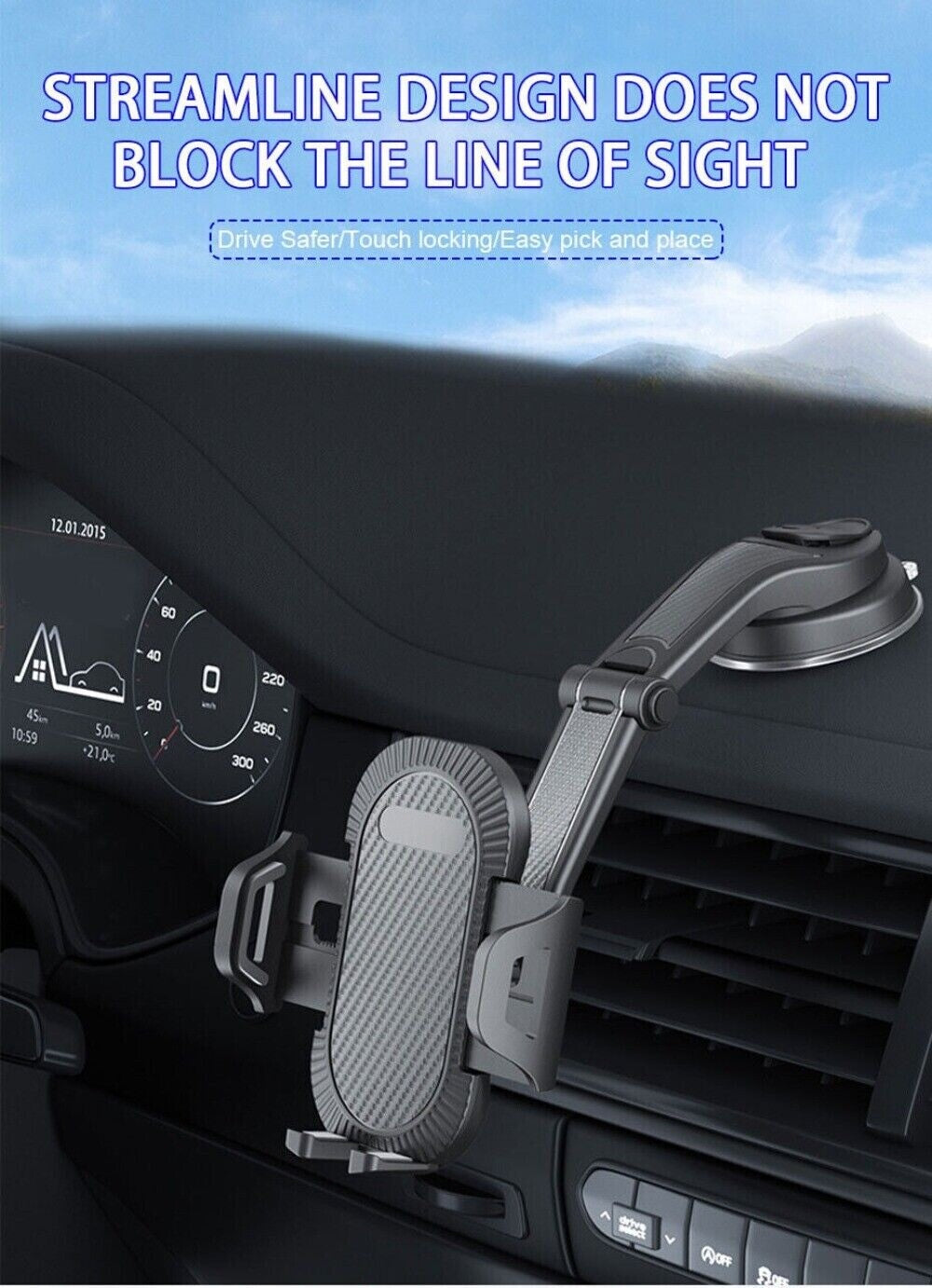 Car Dashboard Mount Cradle Holder Stand Fits for Cellphone GPS Navigation Black n