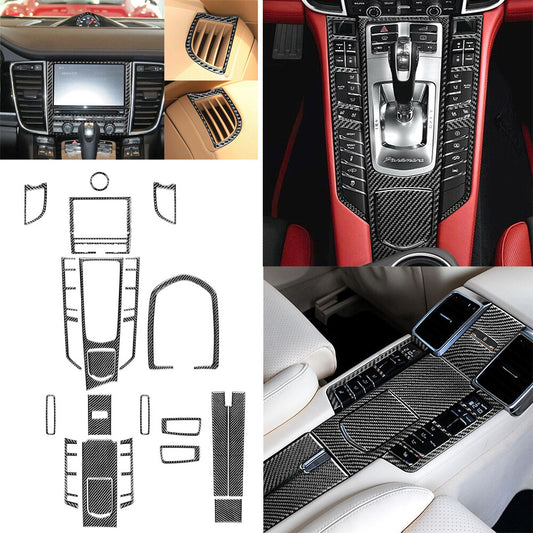 21pcs Carbon Fiber Central Control Gear Shift Cover for Porsche for Panamera 2010-16