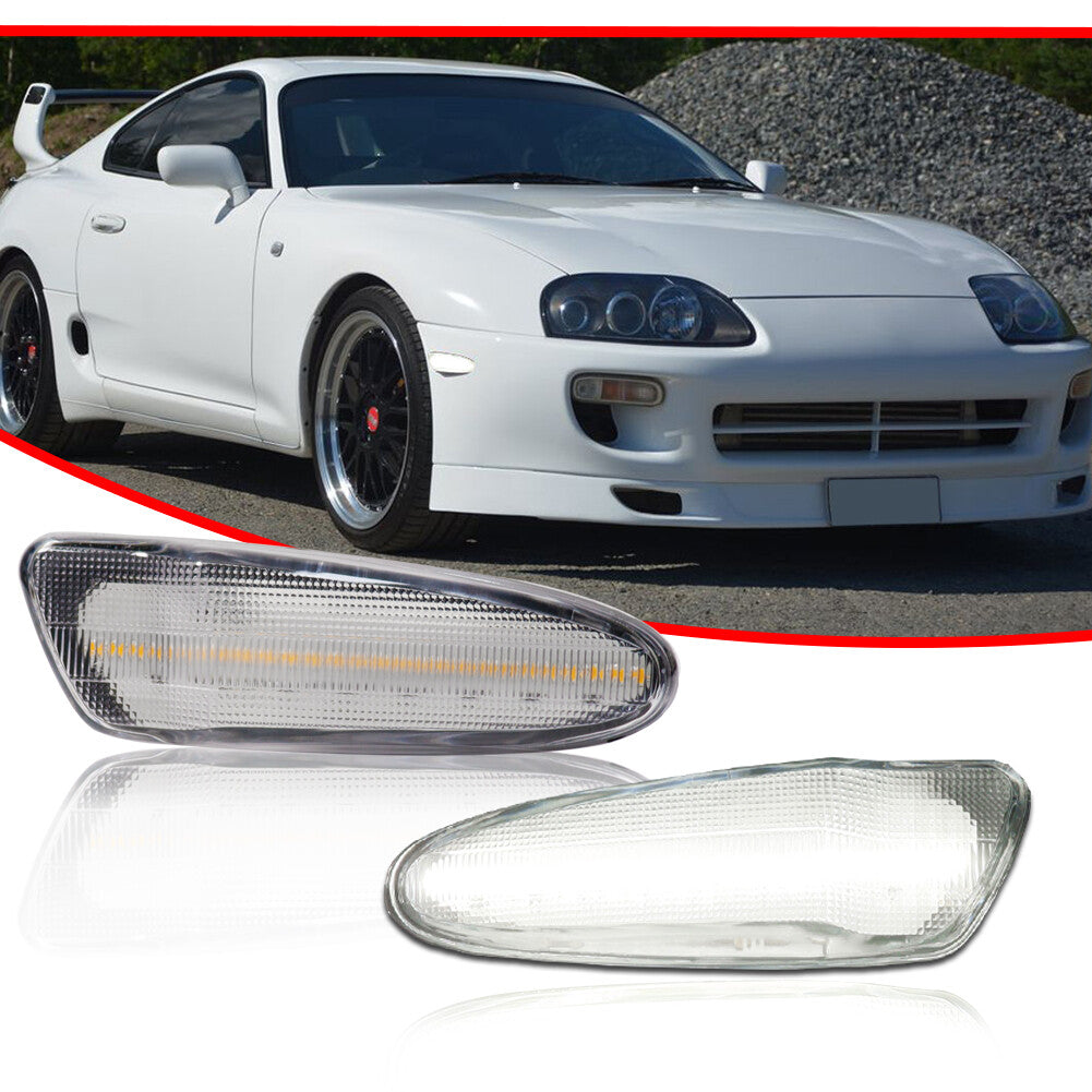 Suitable for 1997-98 SUPRA MK4 transparent lens white front side marker light 2-piece set- v