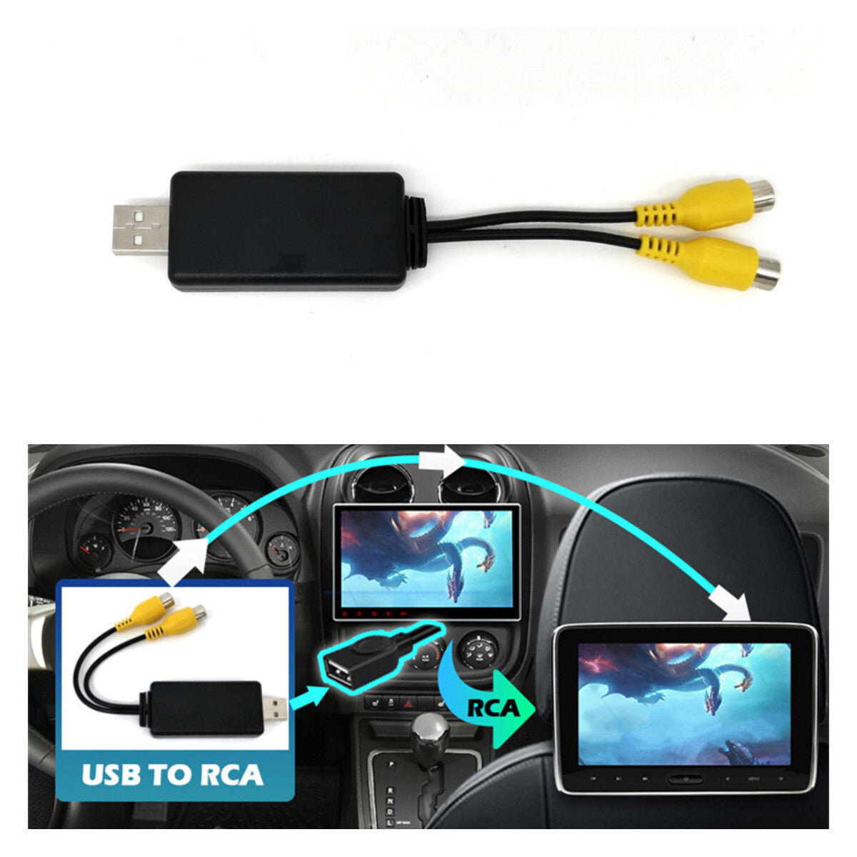 1¡Á Video Output Adapter Converter USB To RCA Interface For Android Stereo Player