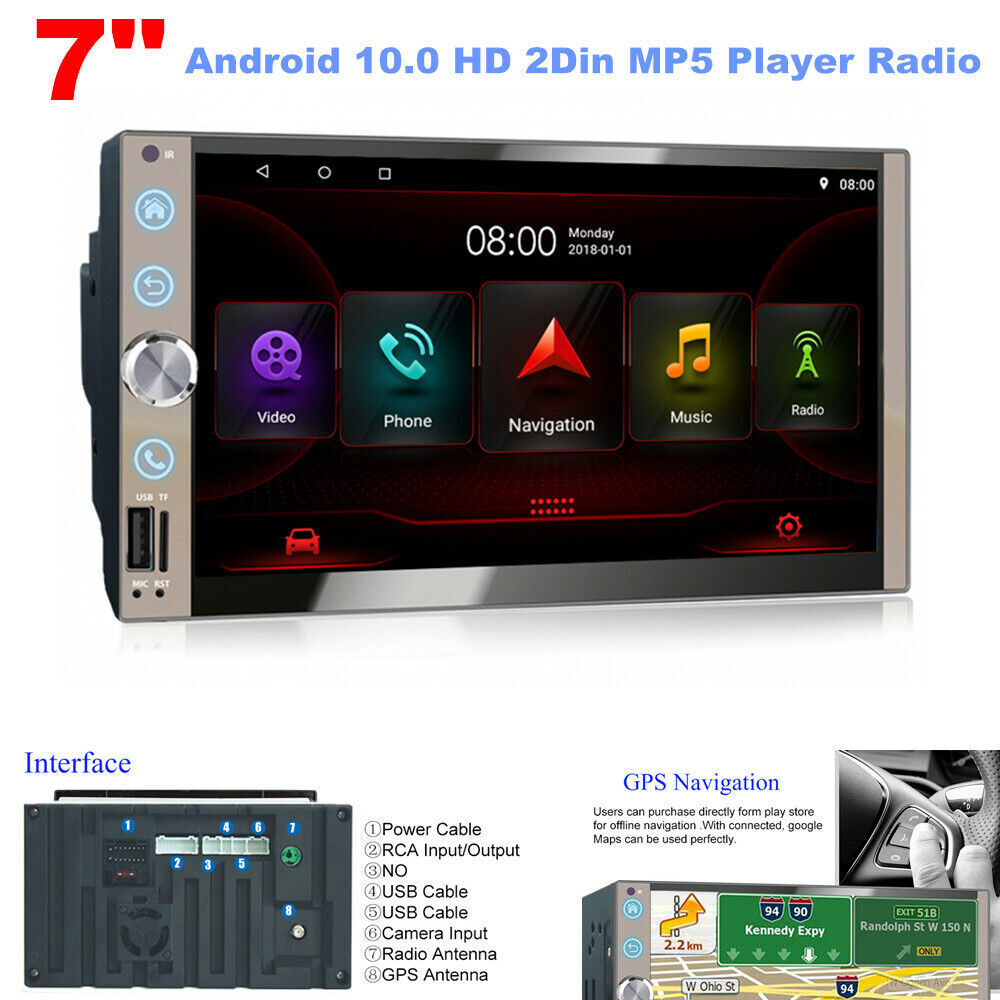 WIFI 7 HD 2DIN MP5 Player Radio Car Touchscreen Android 10.0 1+16G AHD Reverse- n