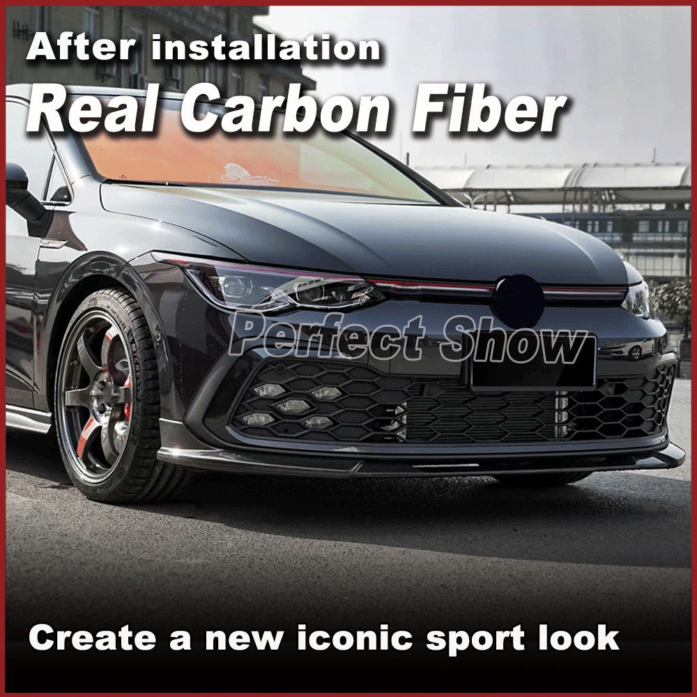 for Volkswagen for VW for Golf 8 GTIMK8 21UP REAL CARBON FIBER Front Bumper Lip Spoiler