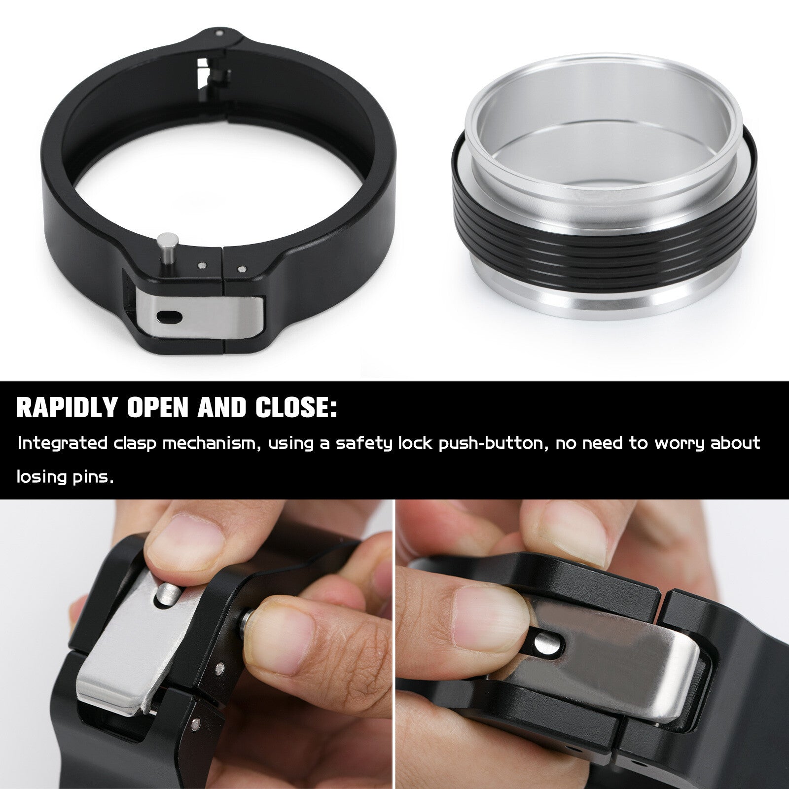 3.5'' Aluminum Black 32515 HD Pinless Clamp Assembly 3.5'' 89mm O.D. Tubing HD