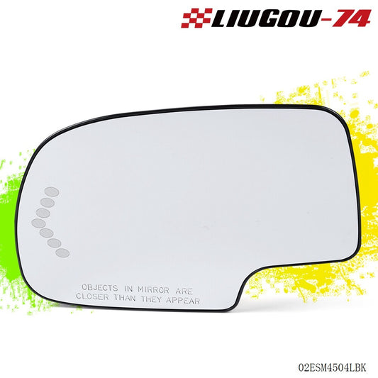 Heated LED Turn Signal Driver Side View Mirror Glass Fit For 03-07 for Chevy for GMC Lh v
