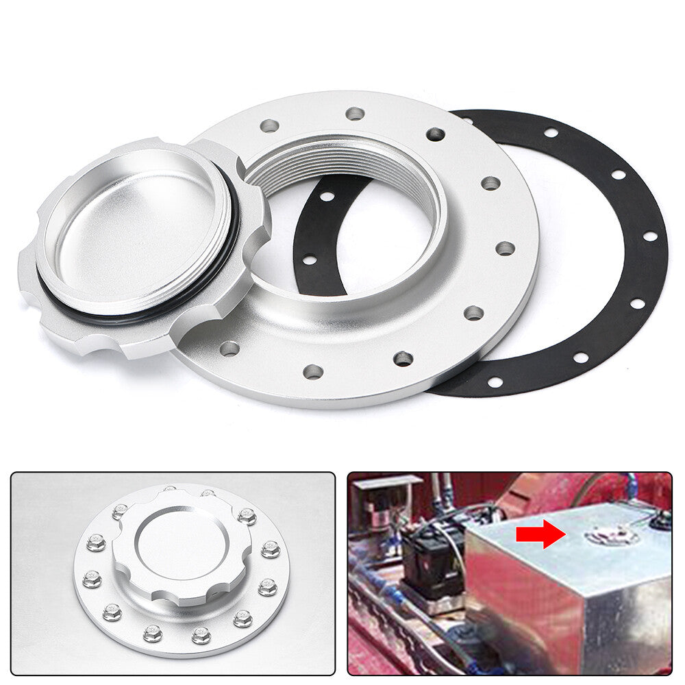 Aluminium Twist On Filler Neck Cap Billet Fuel Cell Cap Flush Mount 3 12Hole