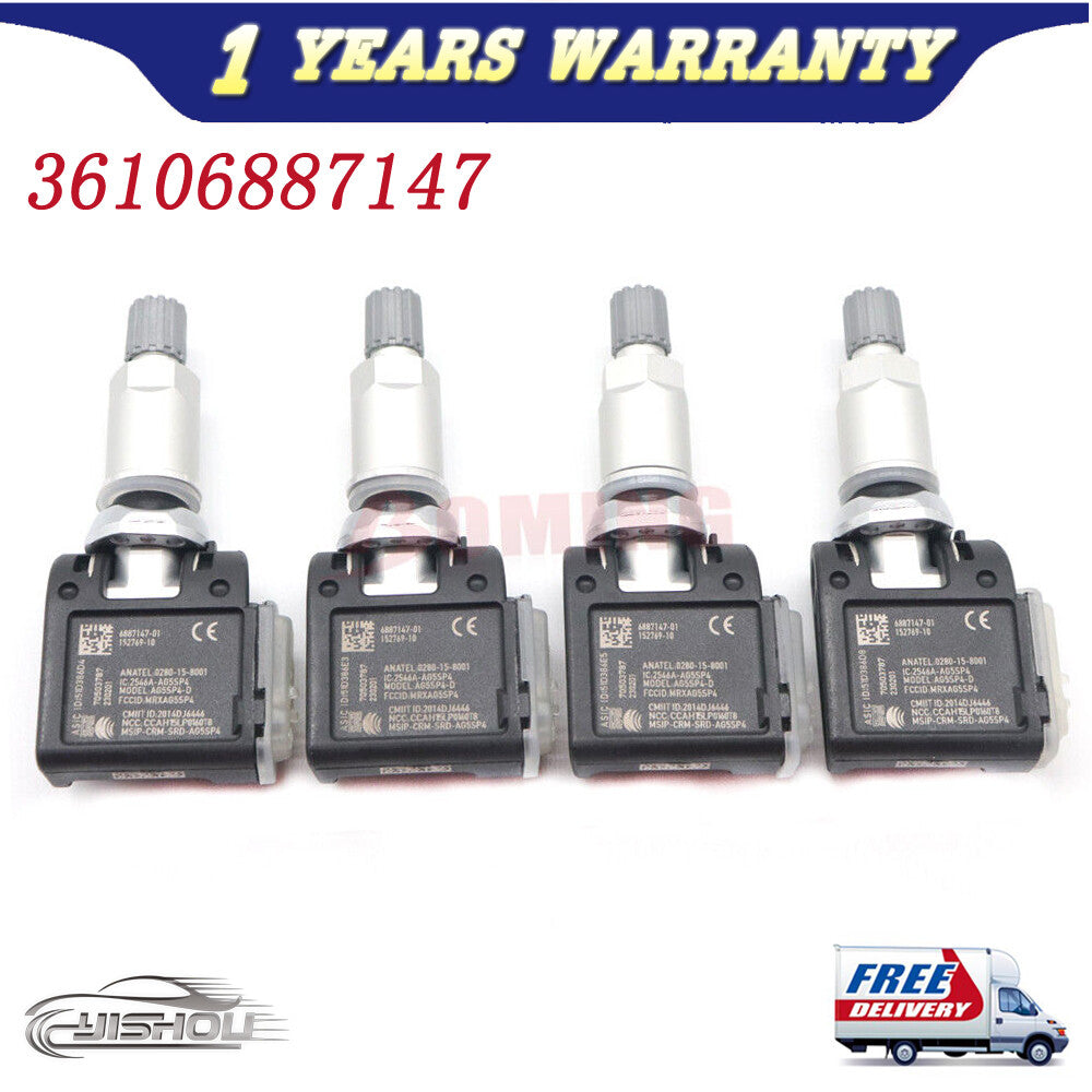 4PCS TPMS 36106887147 for BMW 5 6 7 X3 X4 X5 Tire Pressure Monitoring Sensors